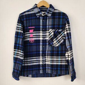 OFF-WHITE Virgil Abloh Mona Lisa Print Graphic Shirt Jacket Blue Plaid Italy